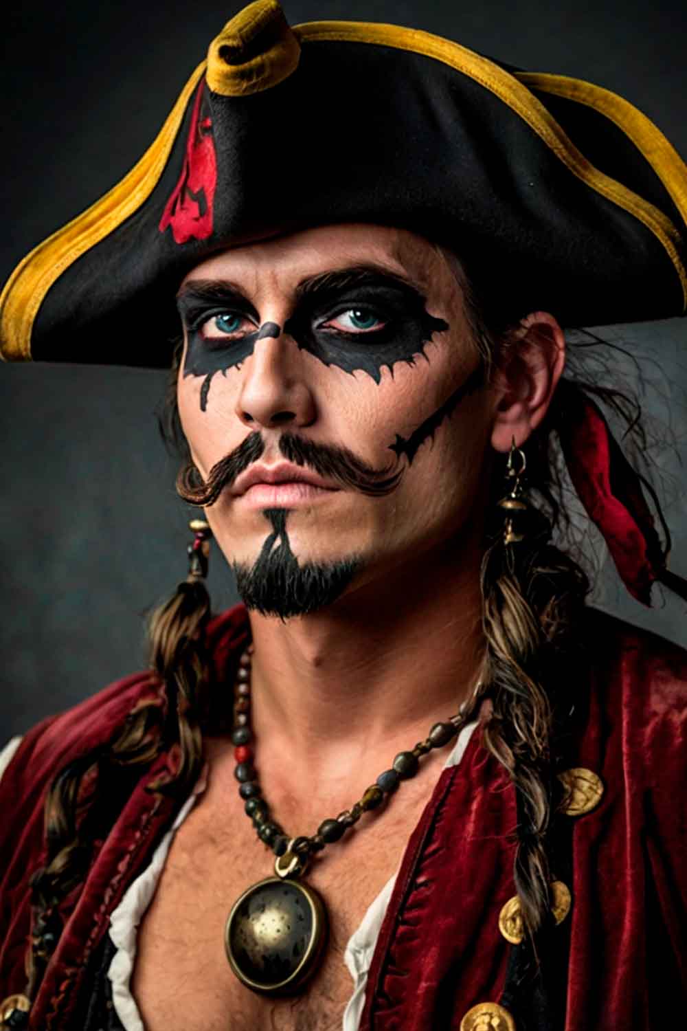 Pirate Makeup Men #halloweenmakeup #halloweenmakeupmen #mensfacepain #menshalloweenmakeup