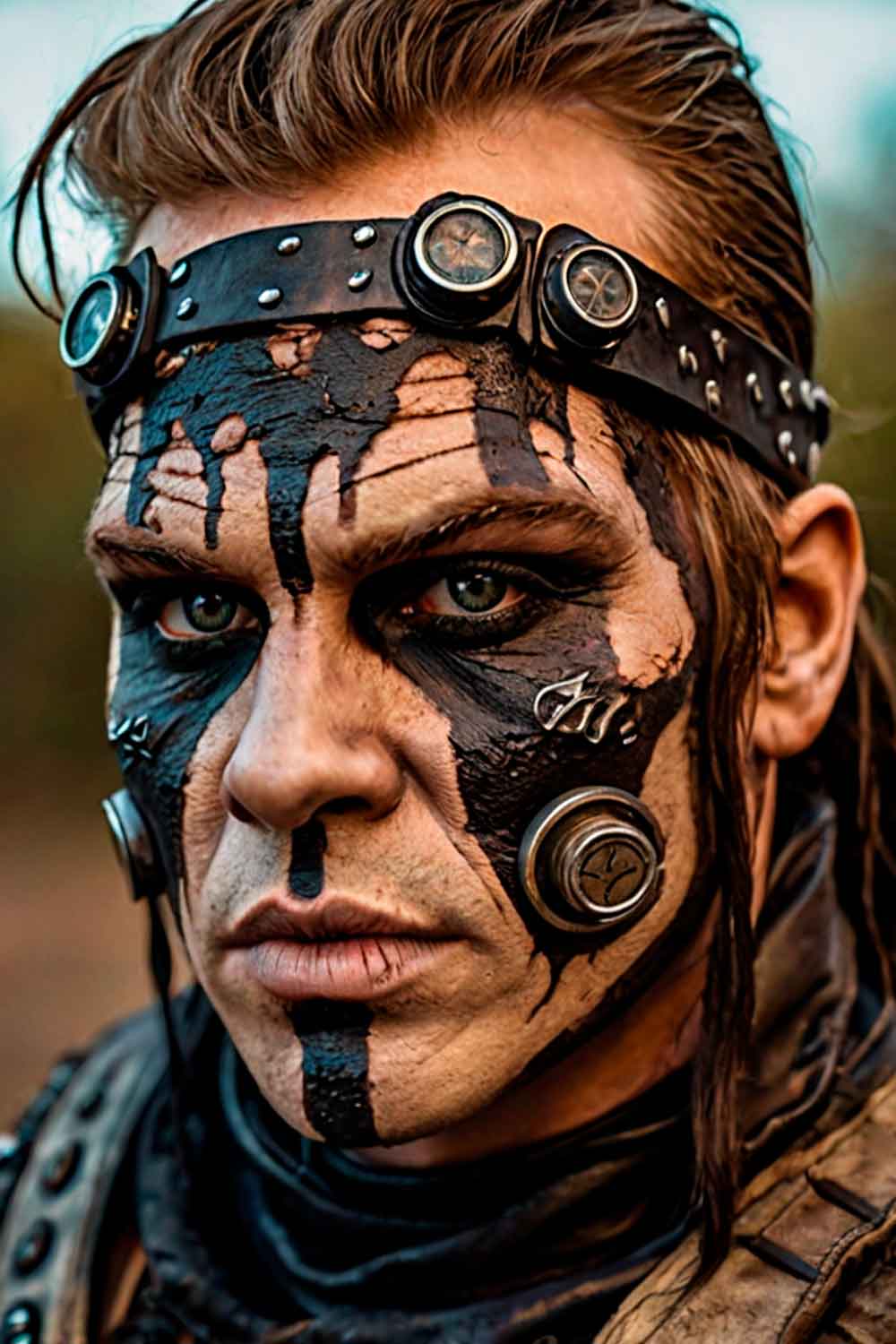 Post-Apocalyptic Warrior #halloweenmakeup #halloweenmakeupmen #mensfacepain #menshalloweenmakeup