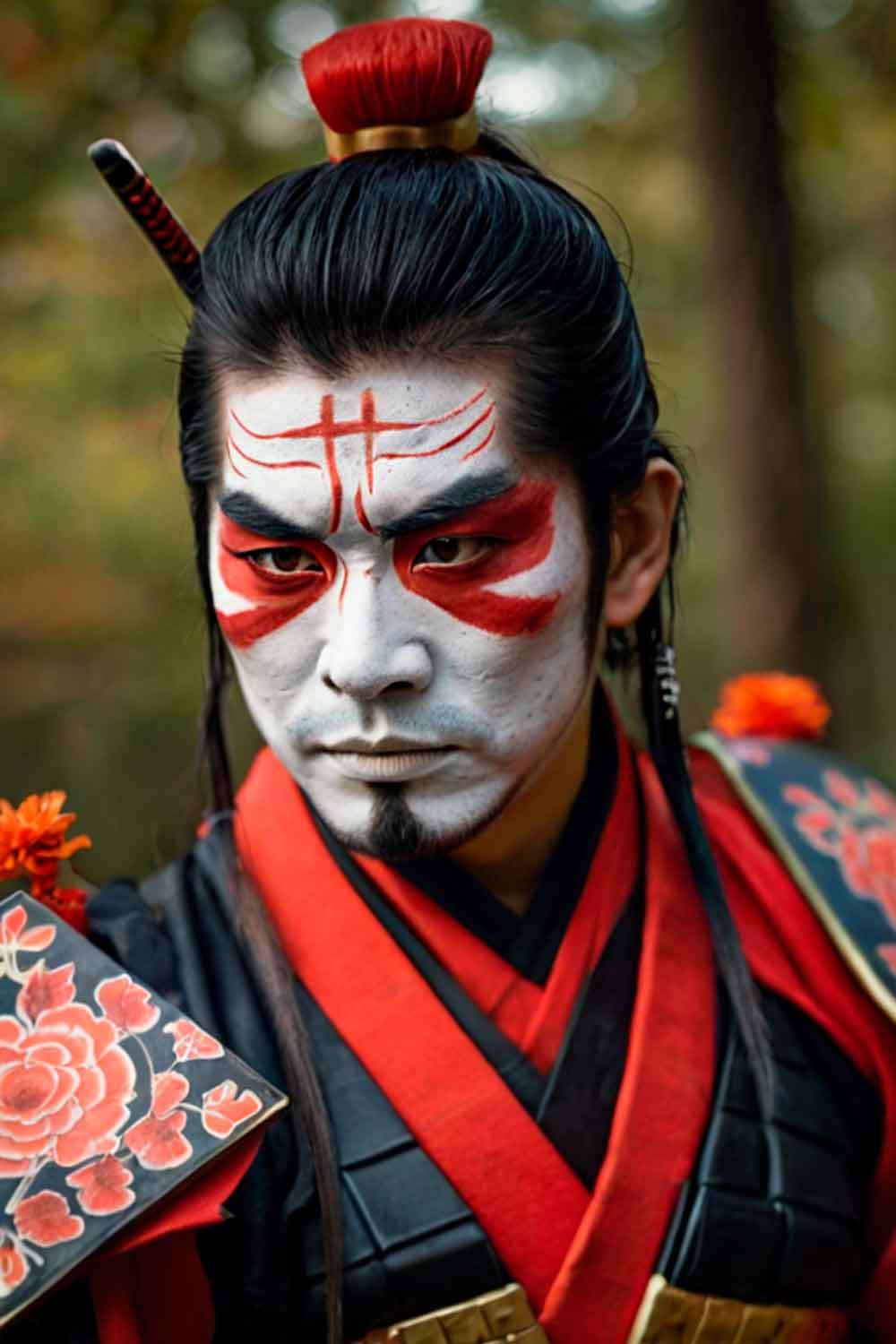 Samurai Japanese Makeup #halloweenmakeup #halloweenmakeupmen #mensfacepain #menshalloweenmakeup