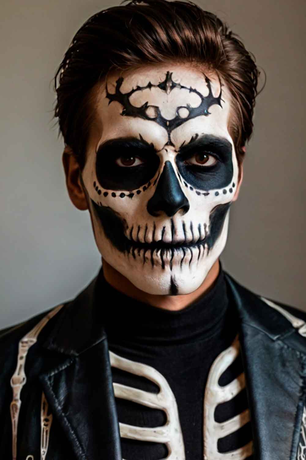 Skeleton Makeup #halloweenmakeup #halloweenmakeupmen #mensfacepain #menshalloweenmakeup