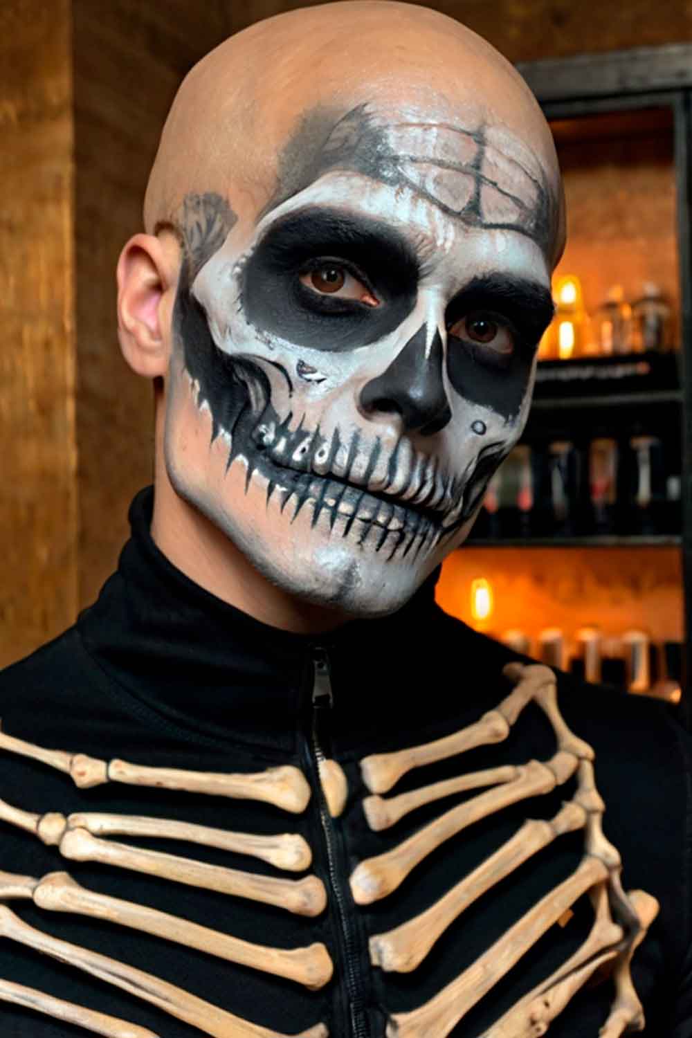 Skeleton Makeup #halloweenmakeup #halloweenmakeupmen #mensfacepain #menshalloweenmakeup