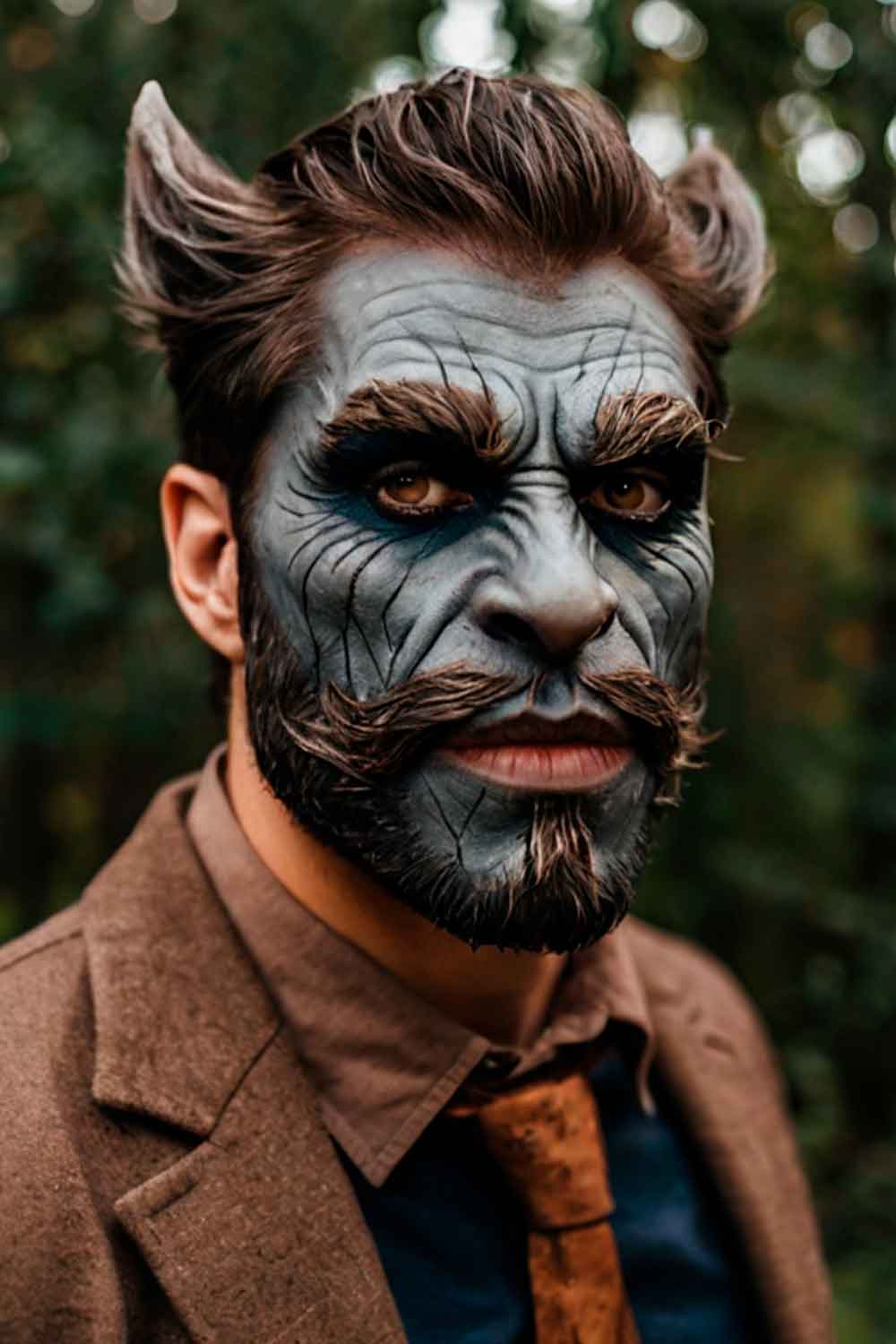 Werewolf Makeup Male #halloweenmakeup #halloweenmakeupmen #mensfacepain #menshalloweenmakeup