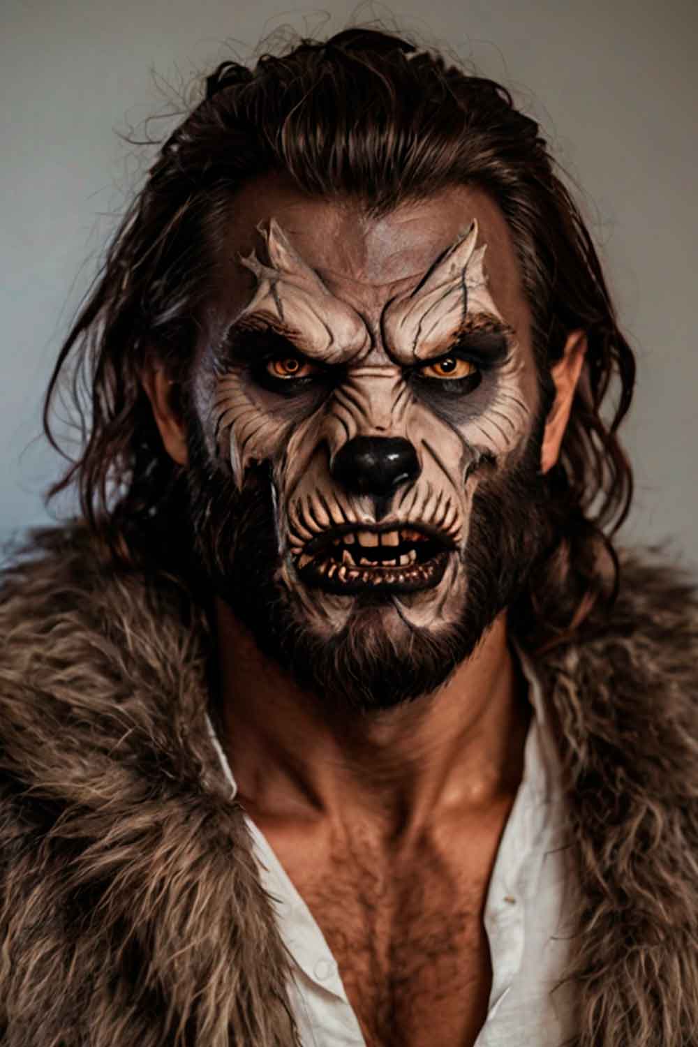 Werewolf Makeup Male #halloweenmakeup #halloweenmakeupmen #mensfacepain #menshalloweenmakeup