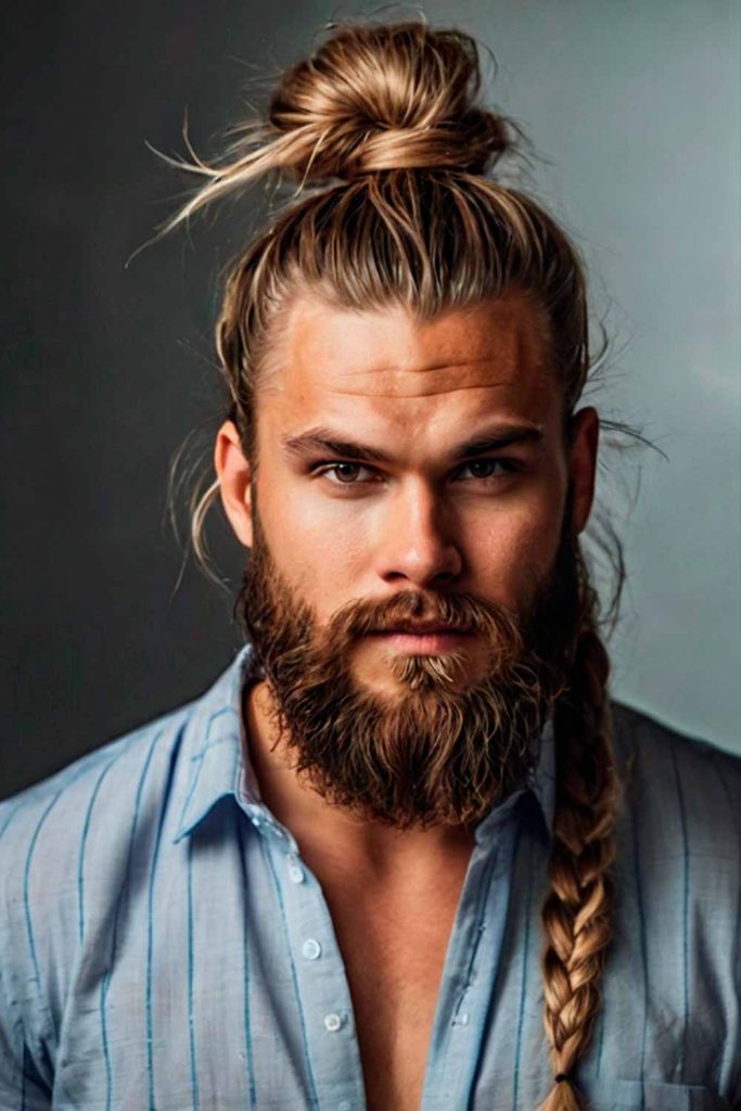 Viking Man Bun Braid #vikinghairstyles #vikinghaircut